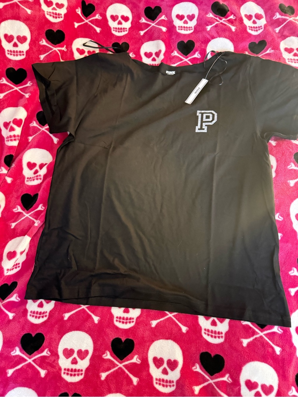 PINK Victoria's Secret Black Off the Shoulder Tee